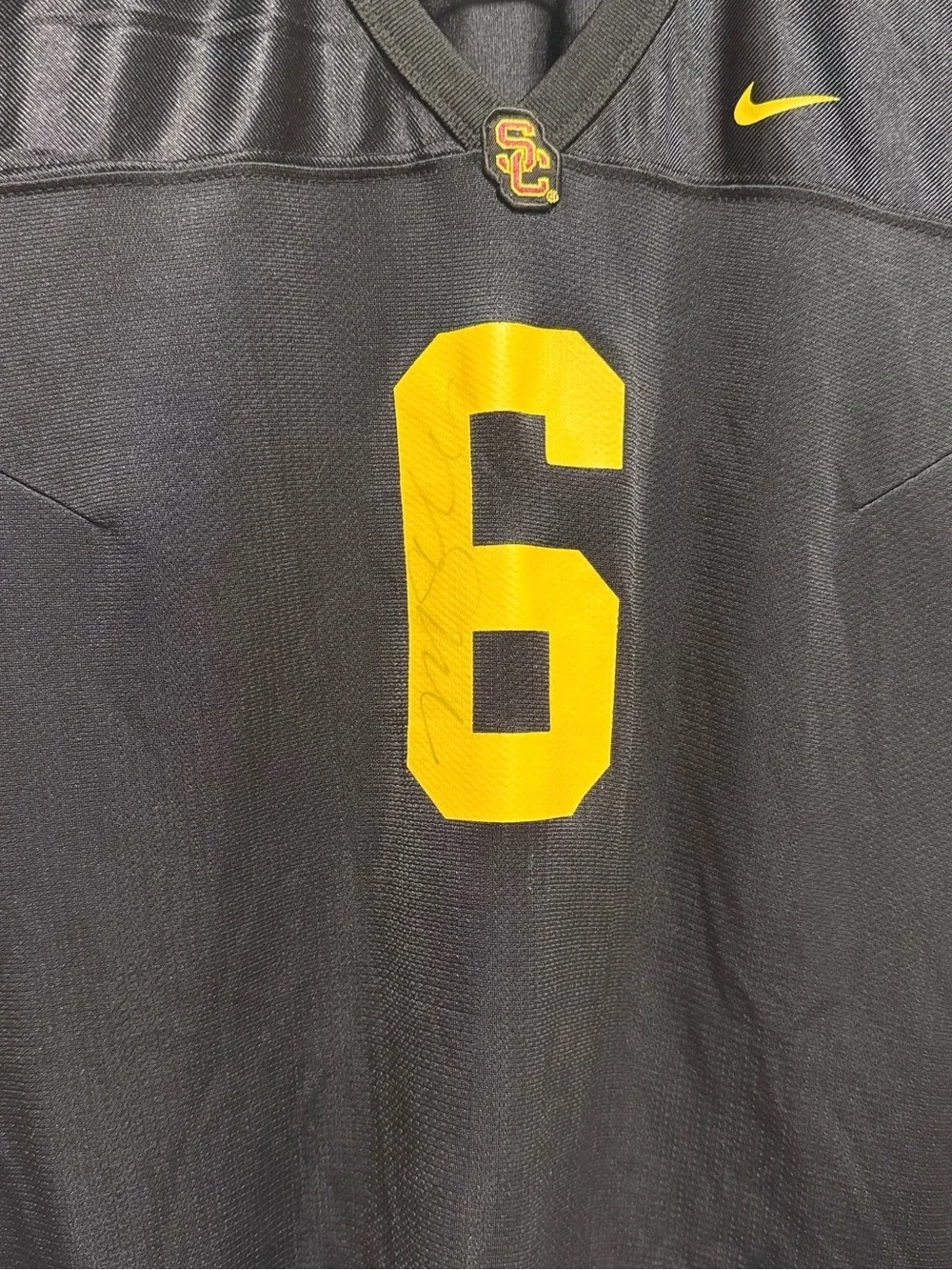 Nike Women's Black and Gold Football Jersey - No. 6